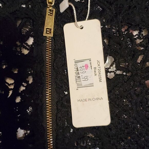 Simply Noelle Black Lace Zip-Up Cardigan S/M 8-10 Womens Lightweight Jacket NWT - Picture 4 of 15